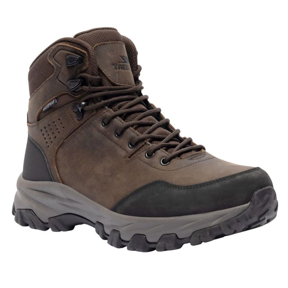 Trespass Mens Stride Leather Walking Boots / Dark Brown